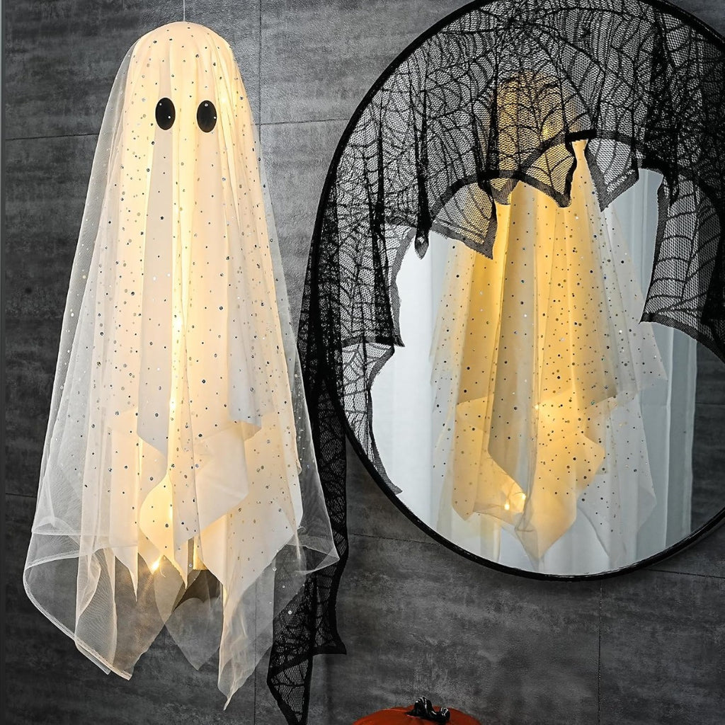 Halloween Hanging Ghost Decorations with Lights - Set of 3