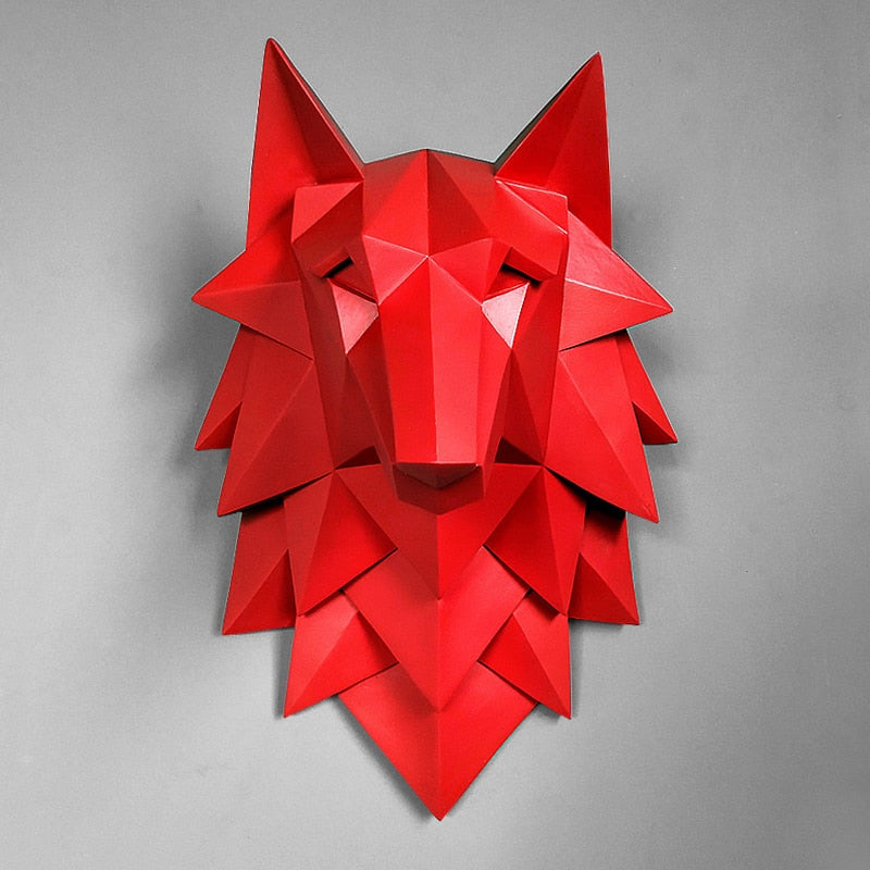 Geometric Wolf Head Wall Decor for Living Room
