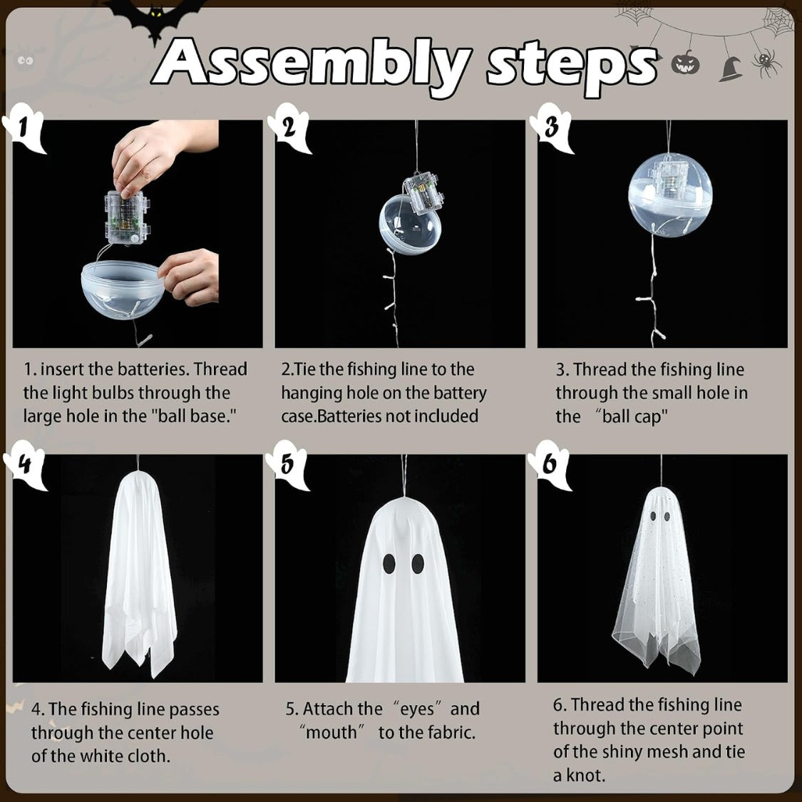 Halloween Hanging Ghost Decorations with Lights - Set of 3